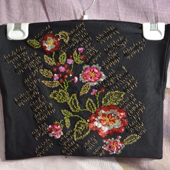 Embroidered, Sequinned, Beaded Tube Top SZ G - Picture 1 of 2